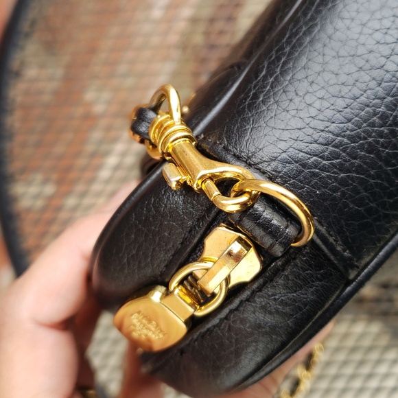 Vintage MCM Black Leather Gold Chain Mini Crossbody Bag Made in Germany Classic - Picture 8 of 17